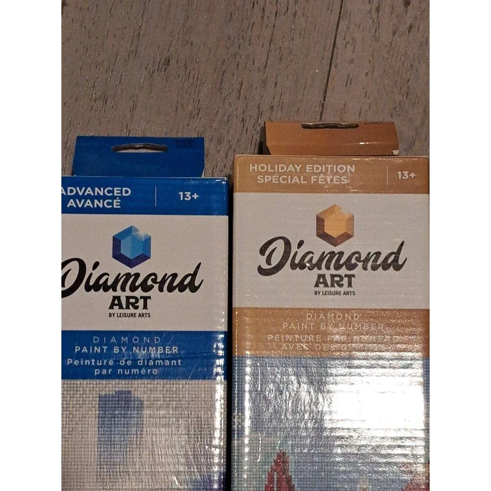 Lot of 2 Leisure Arts Diamond Art Advanced Expert Kits Cross, Christmas Village